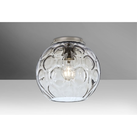 Besa Lighting Bombay Ceiling, Clear, Satin Nickel Finish, 1x60W Incandescent BOMBAYCLC-SN